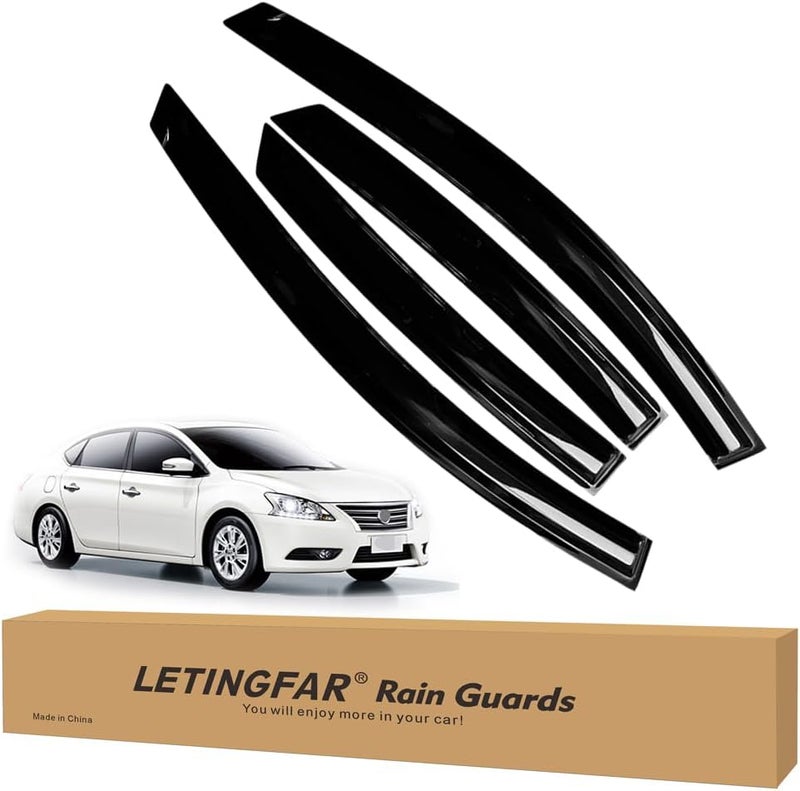 LETINGFAR حواجز المطر للنوافذ لسيارة نيسان سنترا 2013 2014 2015 2016 2017 2018 2019، واقيات الرياح، ظلال التهوية لسيارة نيسان سنترا - Image 1